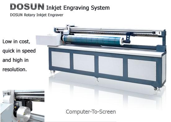 회전하는 잉크 제트 스크린 조판공 체계, 조각 기계를 가리는 회전하는 인쇄 컴퓨터 0